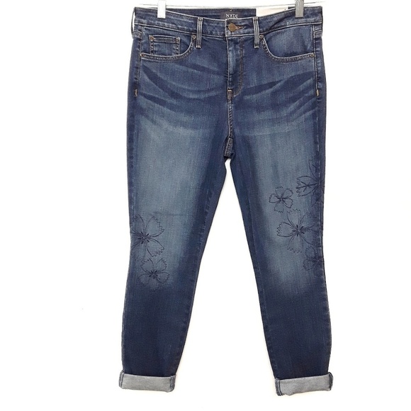 NYDJAmi Cropped Skinny Embroidered Jeans